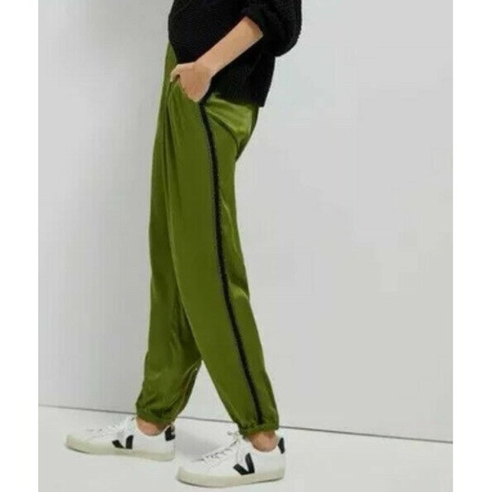 New Anthropologie Petite Diandra Pleated Joggers Pants Green Size 8